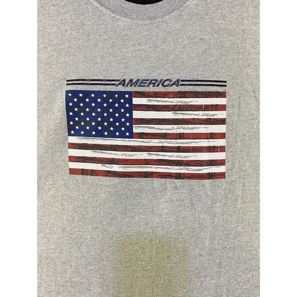America T-Shirt Men's Extra Large Gray Hanes Heavyweight - Picture 4 of 8